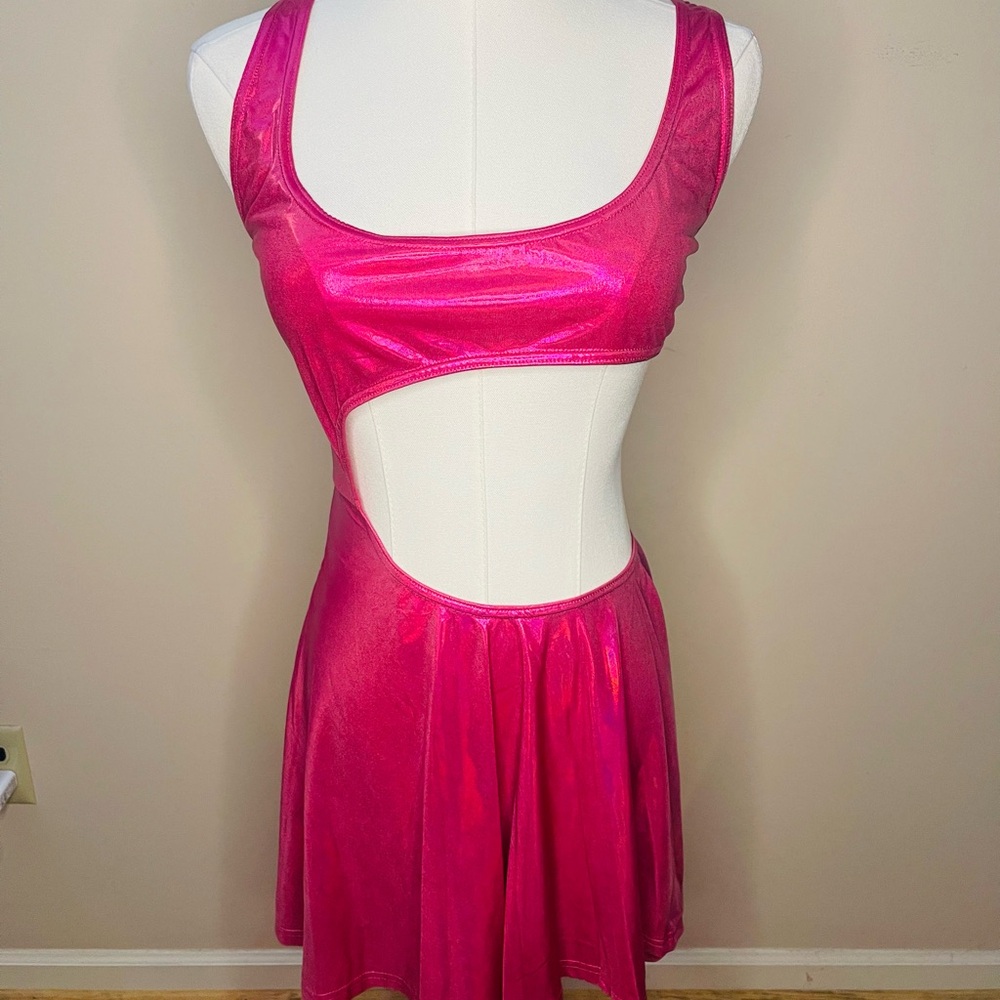 DOLLS KILL - CLUB EXX DAZZLER dress NWT hot metallic pink - Picture 6 of 15